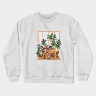 Interior jungle watercolor illustration Crewneck Sweatshirt